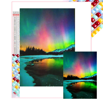 Aurora In The Dark Night - Full Square Drill Diamond Painting 50*70CM