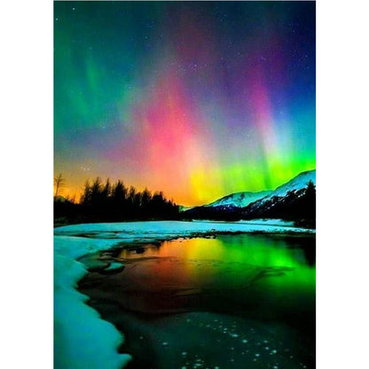 Aurora In The Dark Night - Full Square Drill Diamond Painting 50*70CM