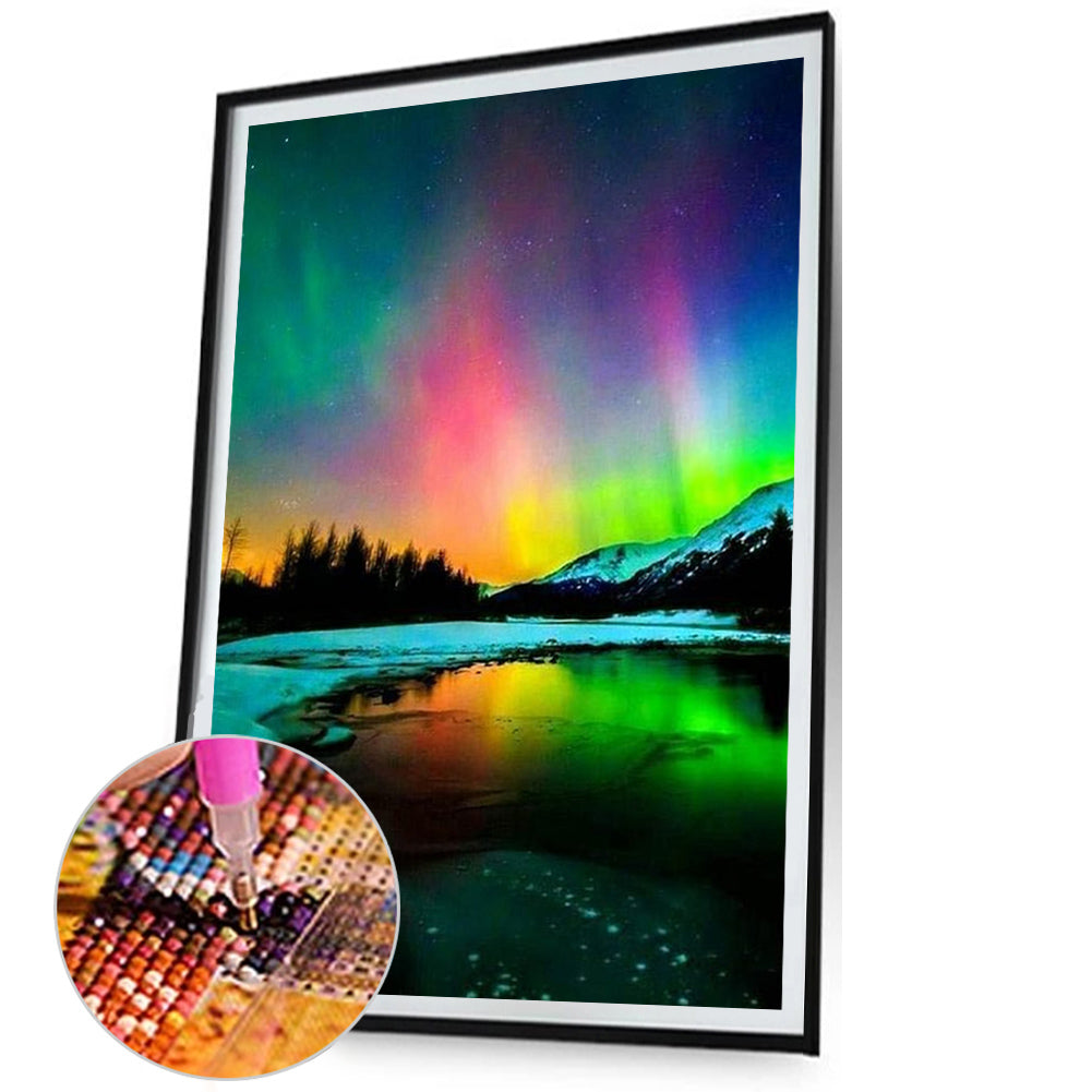 Aurora In The Dark Night - Full Square Drill Diamond Painting 50*70CM
