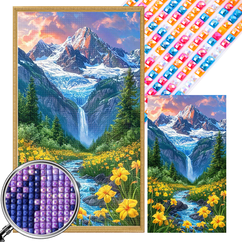Flowers In The Mountains And Streams - Full AB Square Drill Diamond Painting 40*70CM