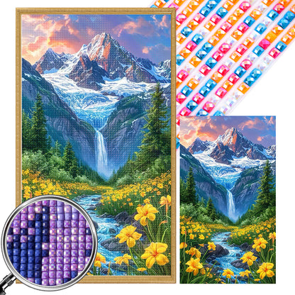 Flowers In The Mountains And Streams - Full AB Square Drill Diamond Painting 40*70CM