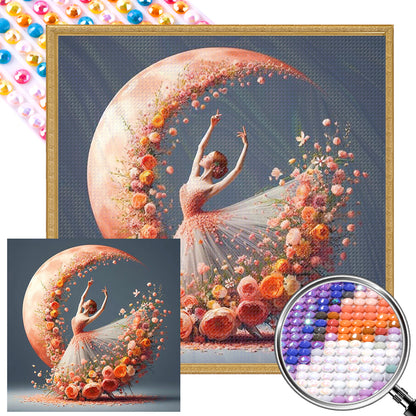 Dancing Girl In A Flower Skirt - Full AB Round Drill Diamond Painting 40*40CM