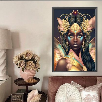Dark-Haired Elf Girl - Full AB Round Drill Diamond Painting 40*60CM