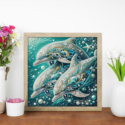 Marine Animals Dolphins - Special Shaped Drill Diamond Painting 30*30CM