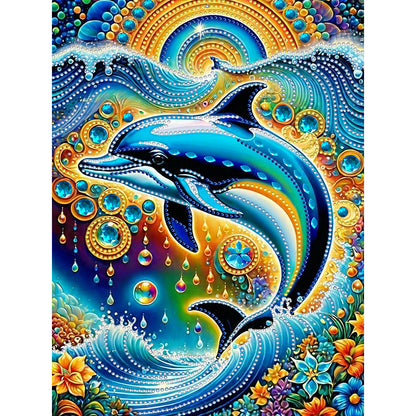 Marine Animals Dolphins - Special Shaped Drill Diamond Painting 30*40CM