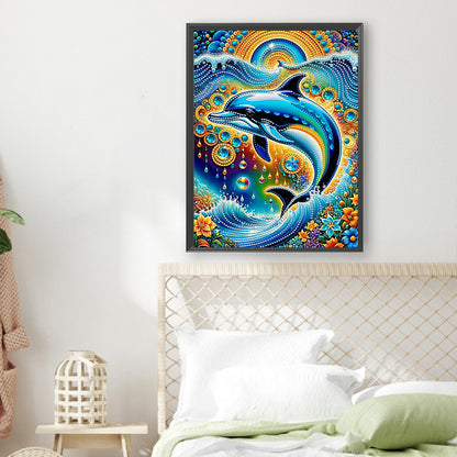 Marine Animals Dolphins - Special Shaped Drill Diamond Painting 30*40CM