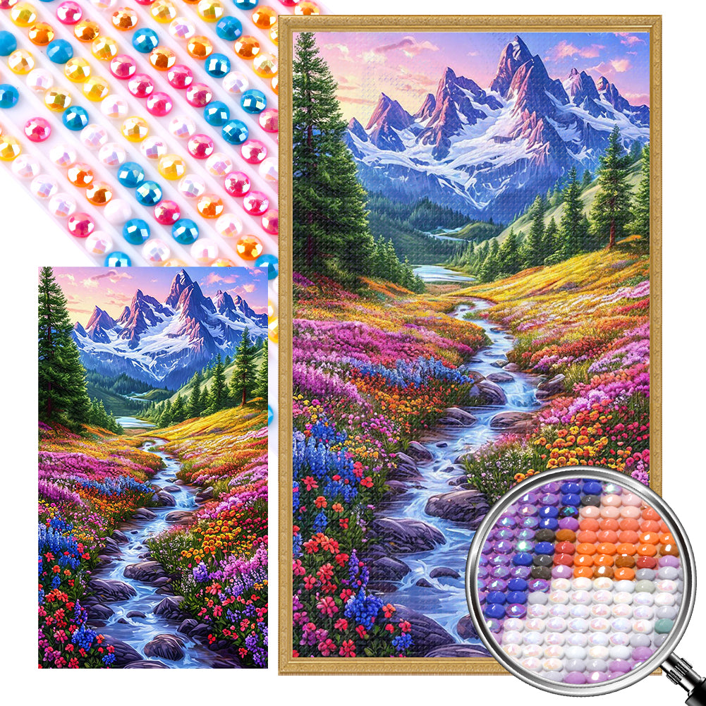 Flowers In The Mountains And Streams - Full AB Round Drill Diamond Painting 40*70CM