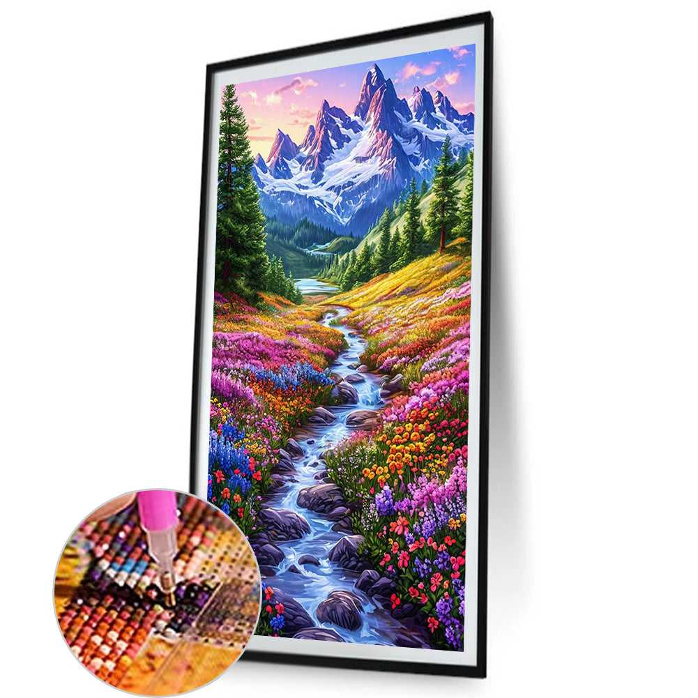 Flowers In The Mountains And Streams - Full AB Round Drill Diamond Painting 40*70CM