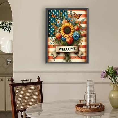 Union Flag Sunflowers - Full Round Drill Diamond Painting 30*40CM
