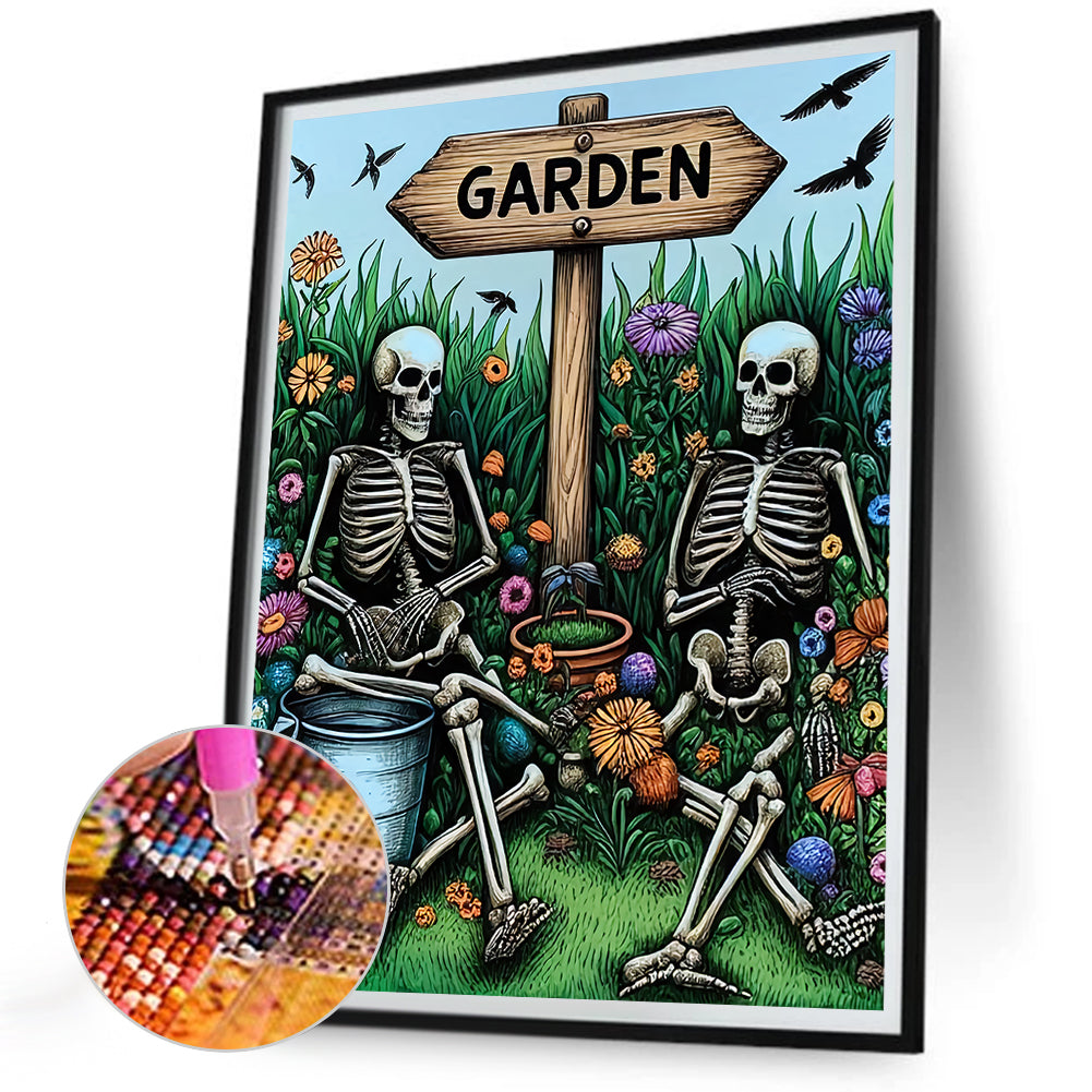 Garden Skulls - Full Round Drill Diamond Painting 30*40CM
