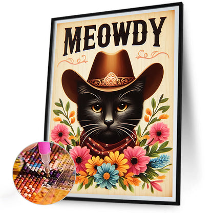 Cowboy Cat - Full Round Drill Diamond Painting 30*40CM