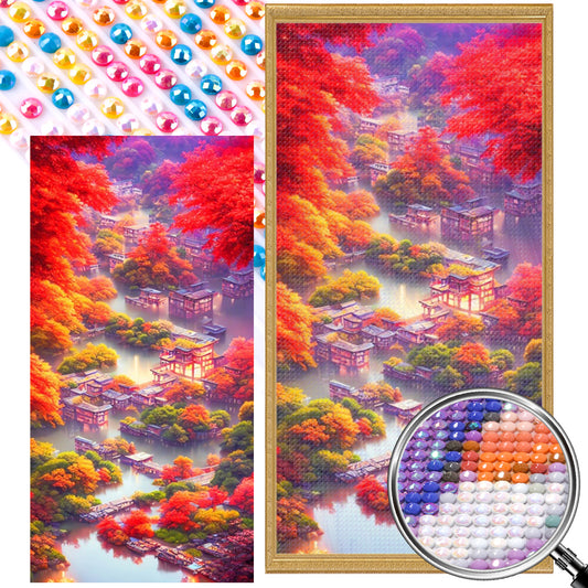 Oriental Water Village - Full AB Round Drill Diamond Painting 40*80CM