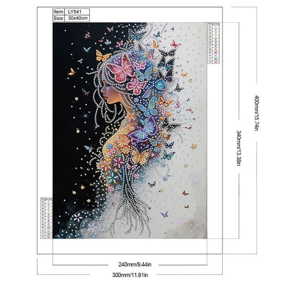 Butterfly Woman - Special Shaped Drill Diamond Painting 30*40CM