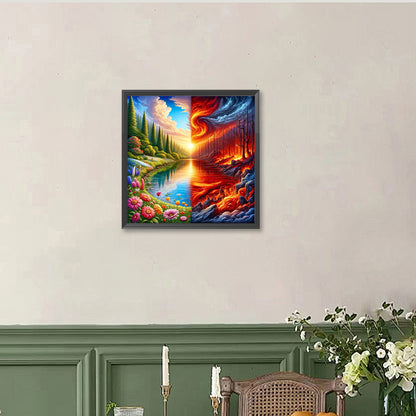 Landscape Painting Of Rebirth And War - Full Round Drill Diamond Painting 40*40CM
