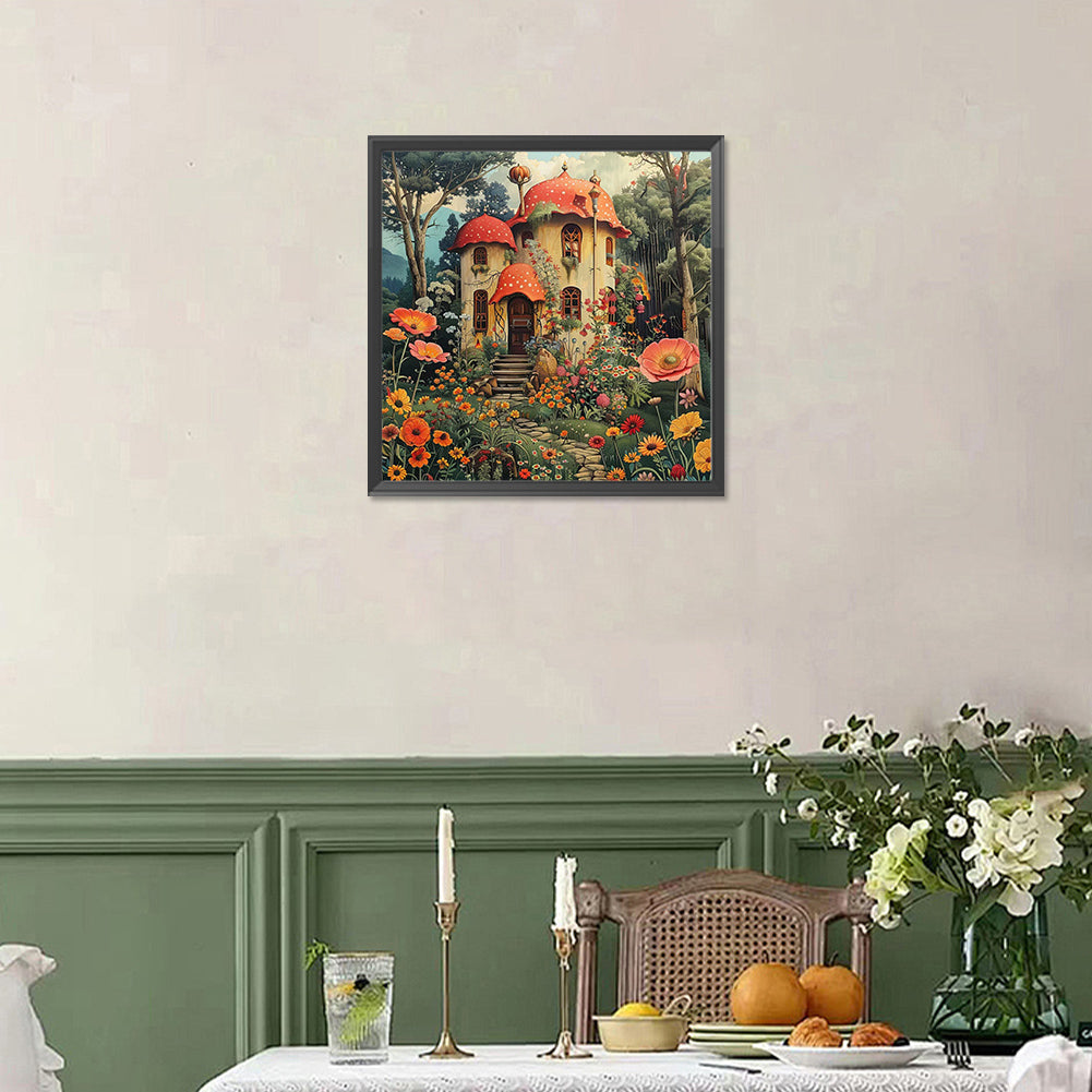 Mushroom House - Full Square Drill Diamond Painting 40*40CM