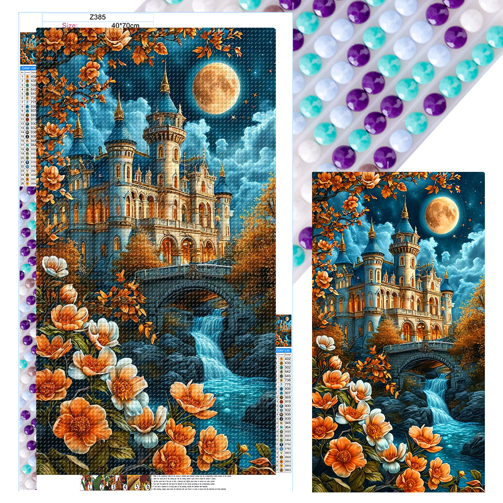 Castle Under The Moonlight - Full Round Drill Diamond Painting 40*70CM