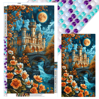 Castle Under The Moonlight - Full Round Drill Diamond Painting 40*70CM