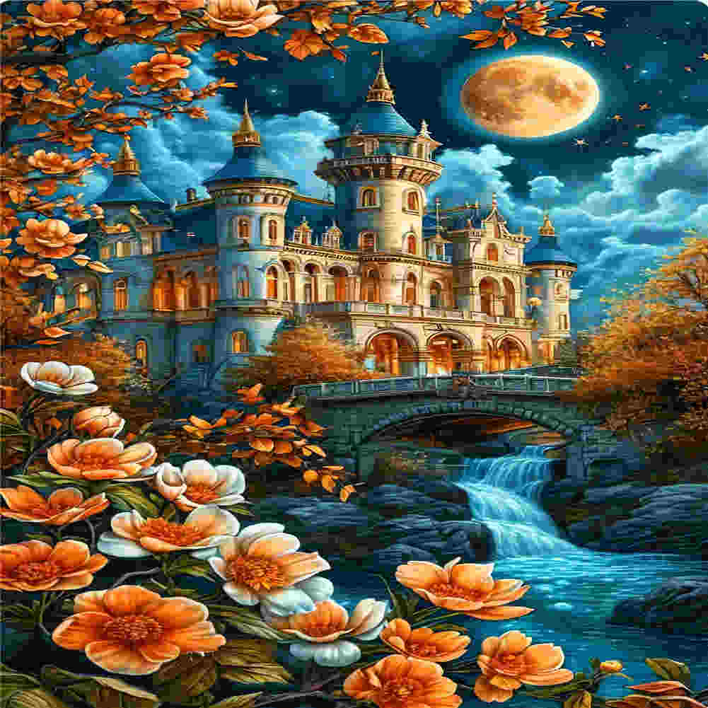 Castle Under The Moonlight - Full Round Drill Diamond Painting 40*70CM