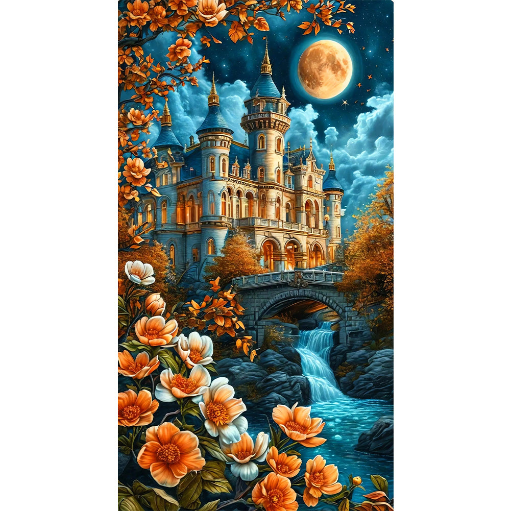 Castle Under The Moonlight - Full Round Drill Diamond Painting 40*70CM