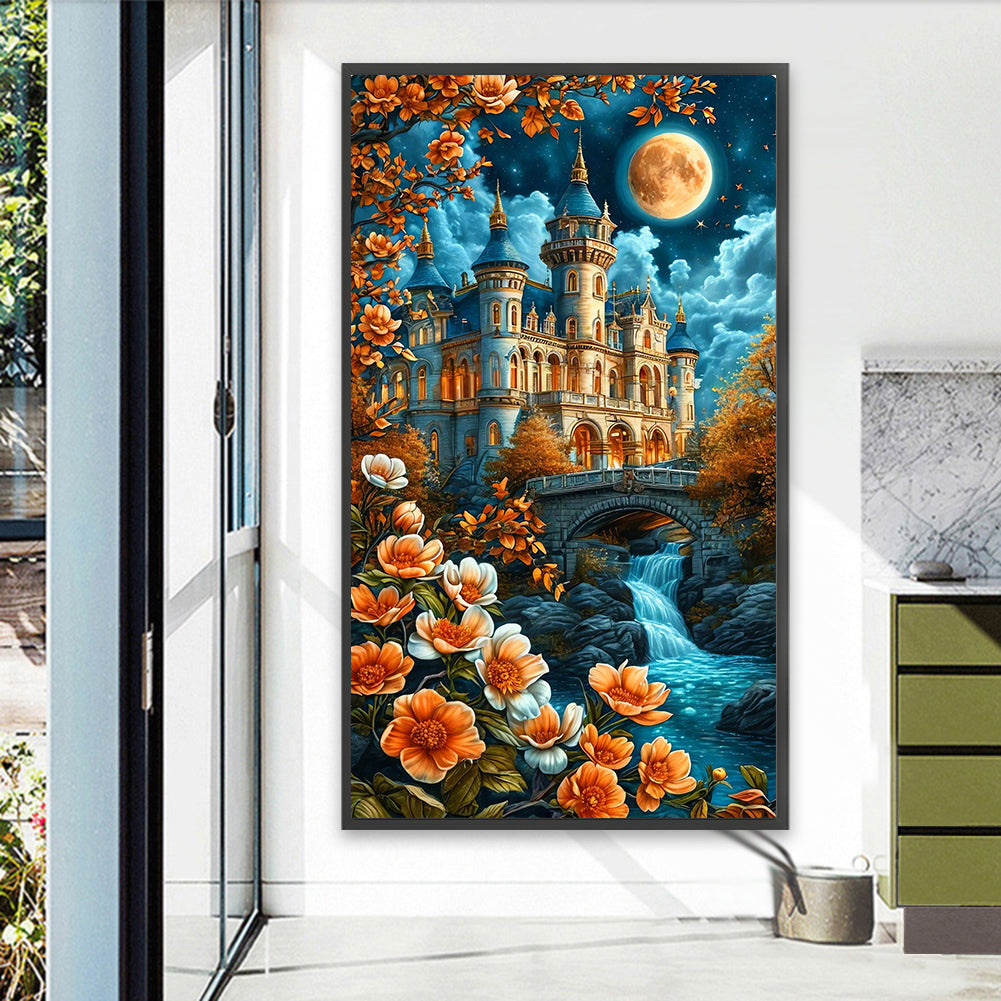 Castle Under The Moonlight - Full Round Drill Diamond Painting 40*70CM