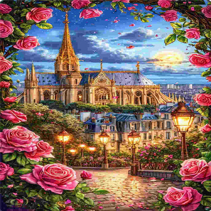 Flowers And Castle - Full Round Drill Diamond Painting 40*70CM
