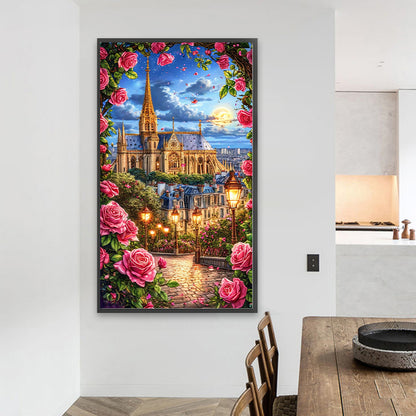 Flowers And Castle - Full Round Drill Diamond Painting 40*70CM