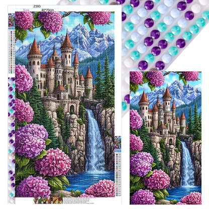 Castle And Waterfall - Full Round Drill Diamond Painting 40*70CM