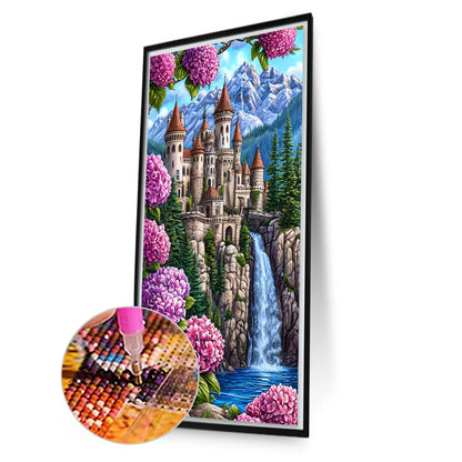 Castle And Waterfall - Full Round Drill Diamond Painting 40*70CM
