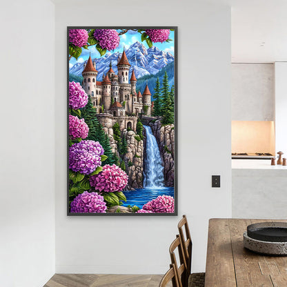 Castle And Waterfall - Full Round Drill Diamond Painting 40*70CM