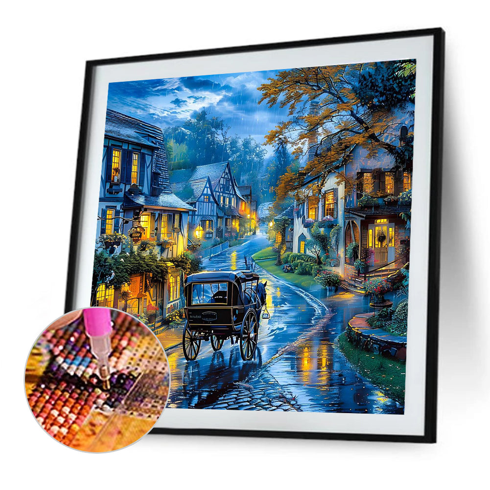 Night Scenery Of Street - Full Round Drill Diamond Painting 50*50CM