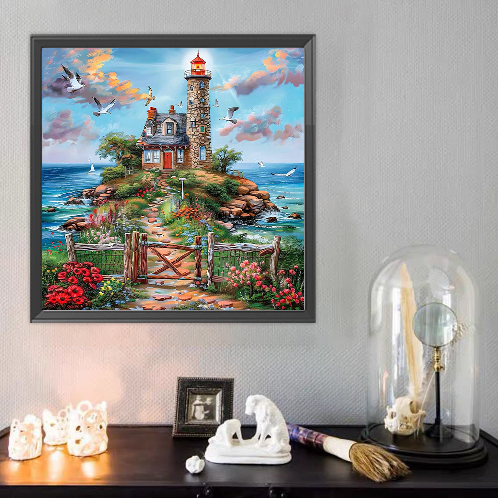 Cottages By The Sea - Full Round Drill Diamond Painting 50*50CM