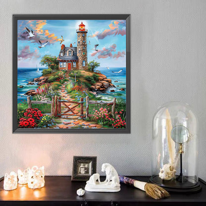 Cottages By The Sea - Full Round Drill Diamond Painting 50*50CM