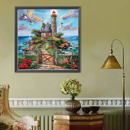 Cottages By The Sea - Full Round Drill Diamond Painting 50*50CM
