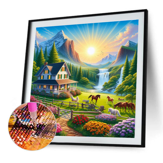 Natural Village - Full Round Drill Diamond Painting 50*50CM