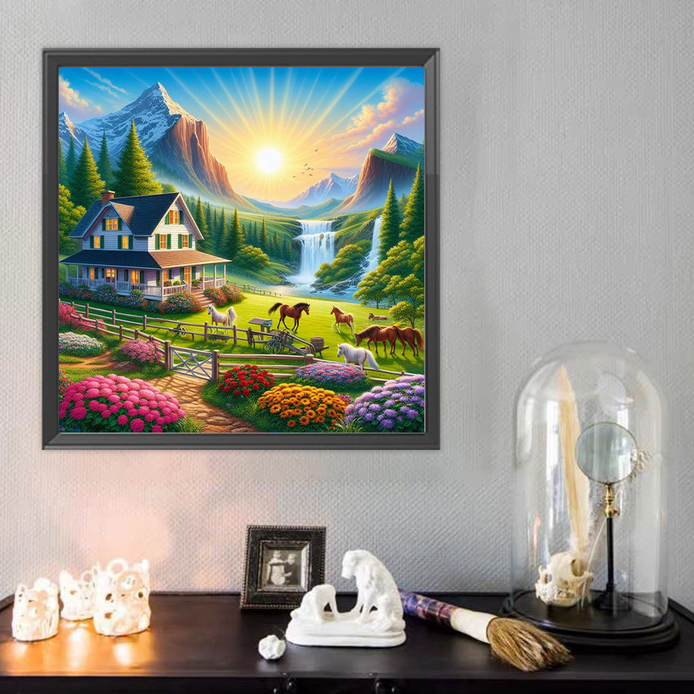 Natural Village - Full Round Drill Diamond Painting 50*50CM