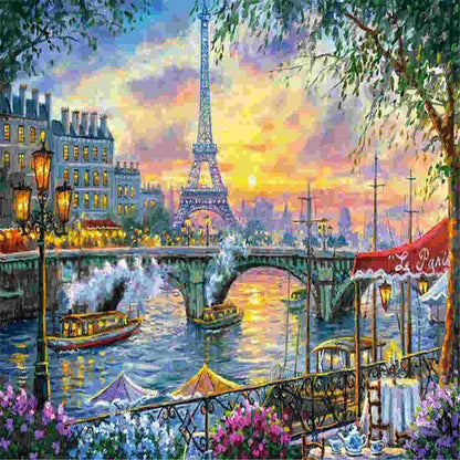 Eiffel Tower - Full Round Drill Diamond Painting 50*35CM