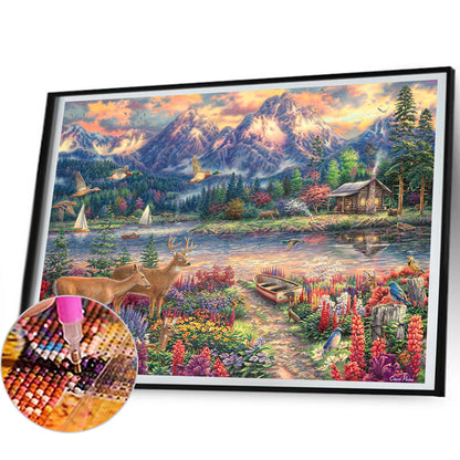 Natural Scenery - Full Round Drill Diamond Painting 50*35CM