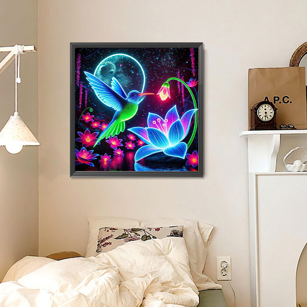 Luminous Hummingbirds - Full Round Drill Diamond Painting 30*30CM