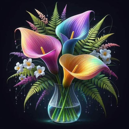 Luminous Flowers - Full Round Drill Diamond Painting 30*30CM