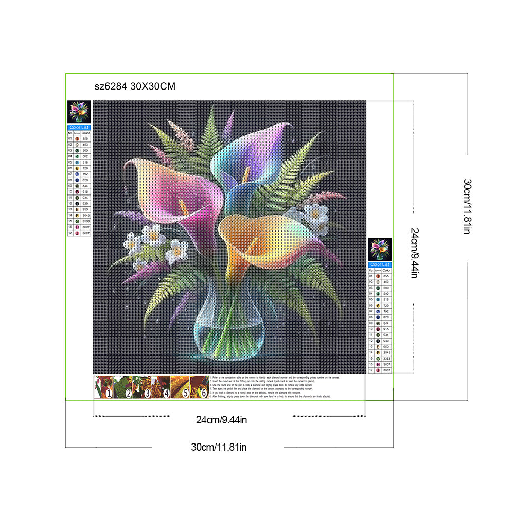 Luminous Flowers - Full Round Drill Diamond Painting 30*30CM