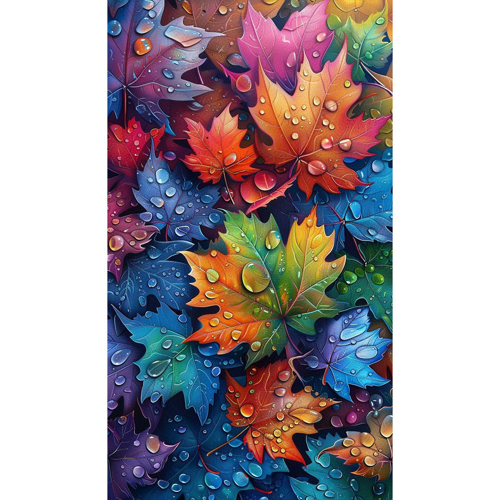 Colorful Maple Leaves - Full Round Drill Diamond Painting 40*70CM