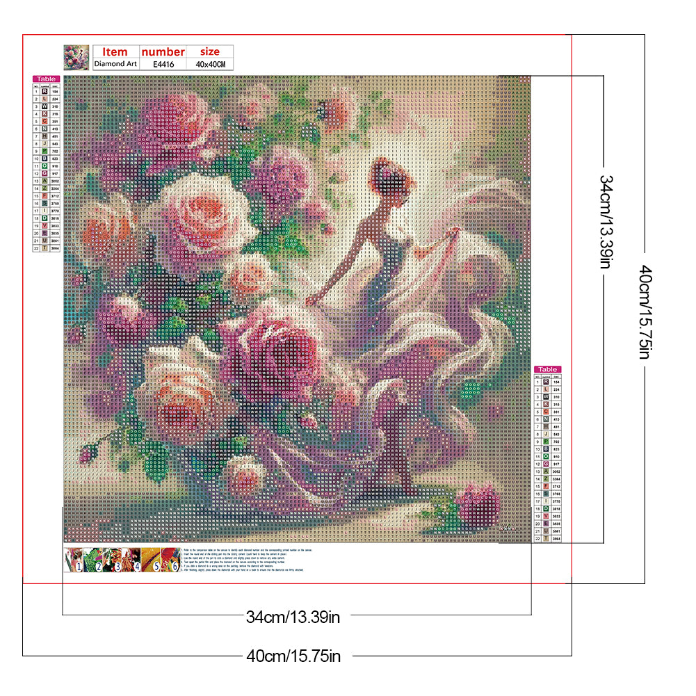 Girl And Flower - Full Round Drill Diamond Painting 40*40CM