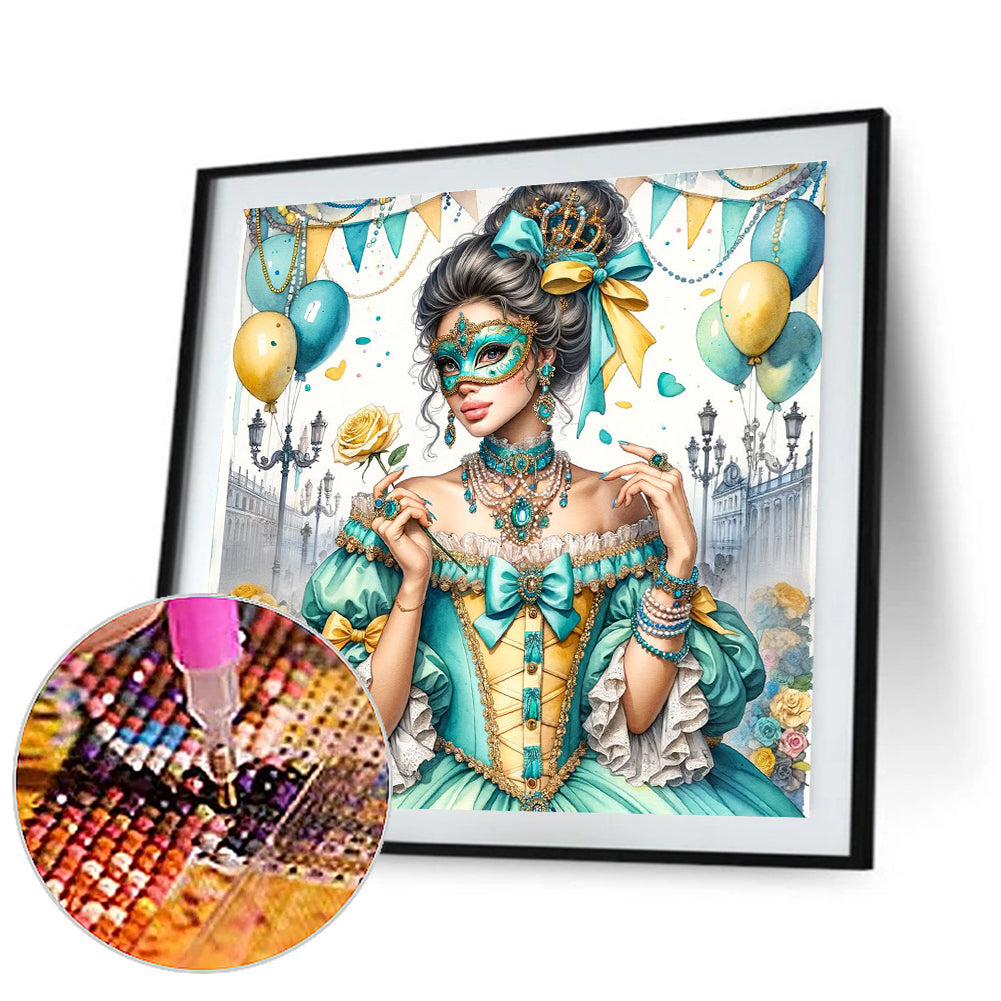 French Retro Girl - Full Round Drill Diamond Painting 40*40CM
