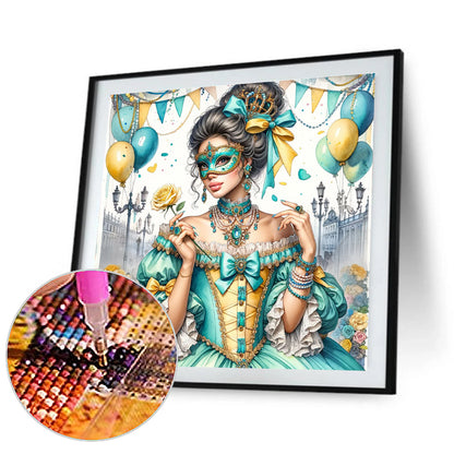 French Retro Girl - Full Round Drill Diamond Painting 40*40CM
