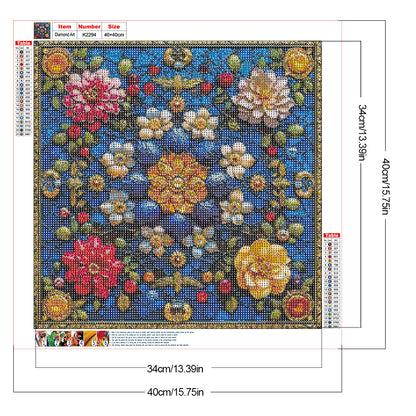 Glass Style Flowers - Full Round Drill Diamond Painting 40*40CM