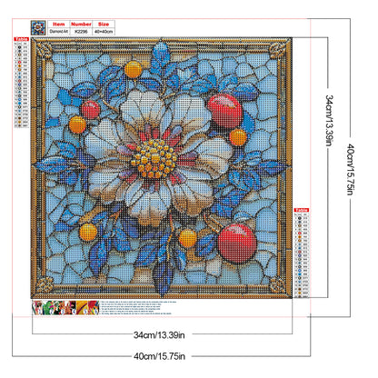 Glass Style Flowers - Full Round Drill Diamond Painting 40*40CM
