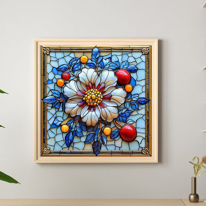 Glass Style Flowers - Full Round Drill Diamond Painting 40*40CM