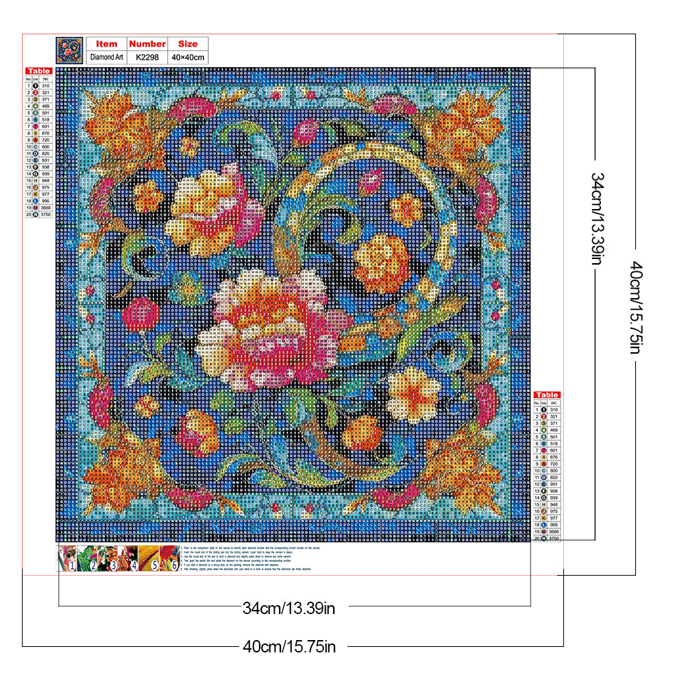 Glass Style Flowers - Full Round Drill Diamond Painting 40*40CM