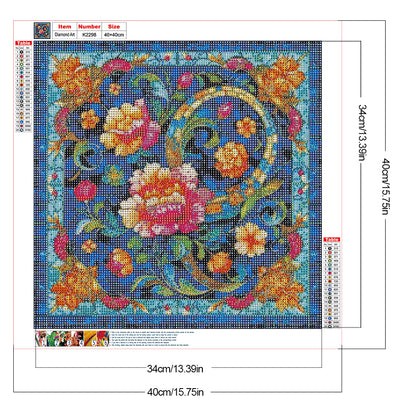 Glass Style Flowers - Full Round Drill Diamond Painting 40*40CM