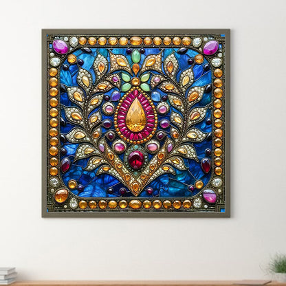 Glass Style Flowers - Full Round Drill Diamond Painting 40*40CM